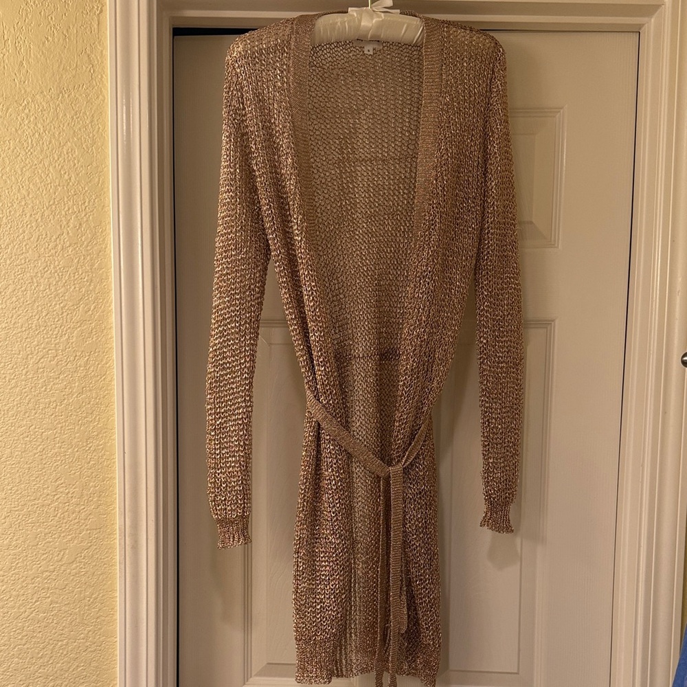 Super down pink Knit Cardigan with Belt